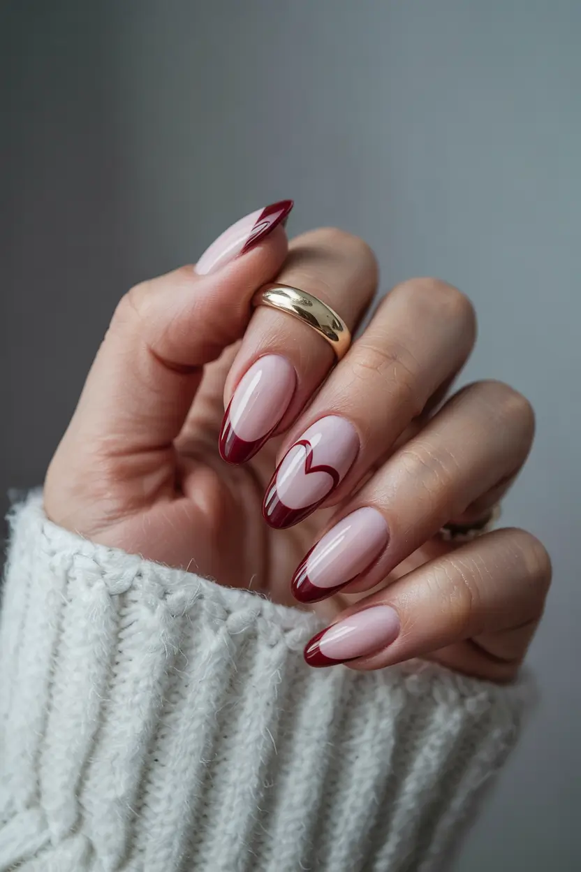 winter-nails-colors-Romantic-Burgundy-Tips