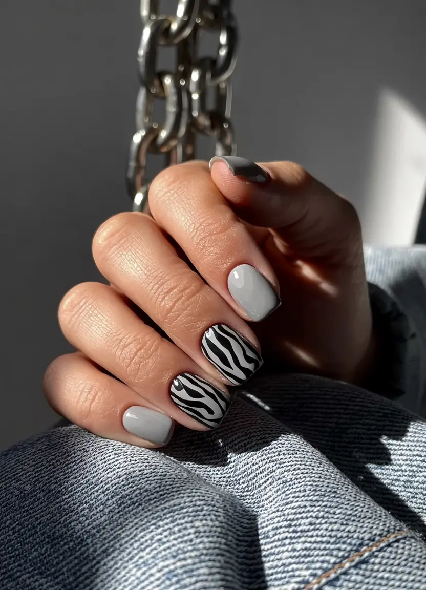 fall-nails-colors-Zebra-Inspired-Minimalism