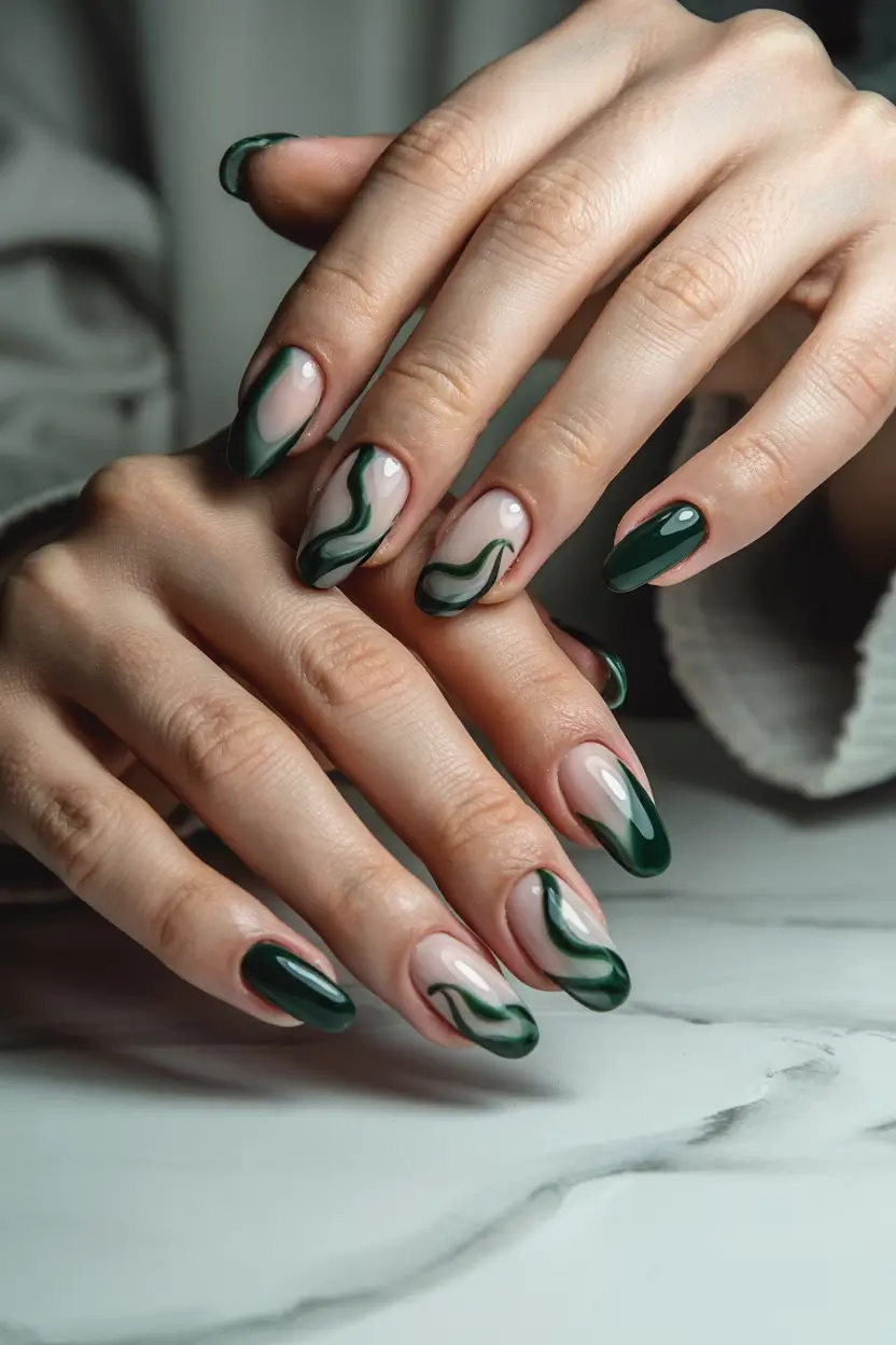 winter-nails-colors-Emerald-Green-Waves