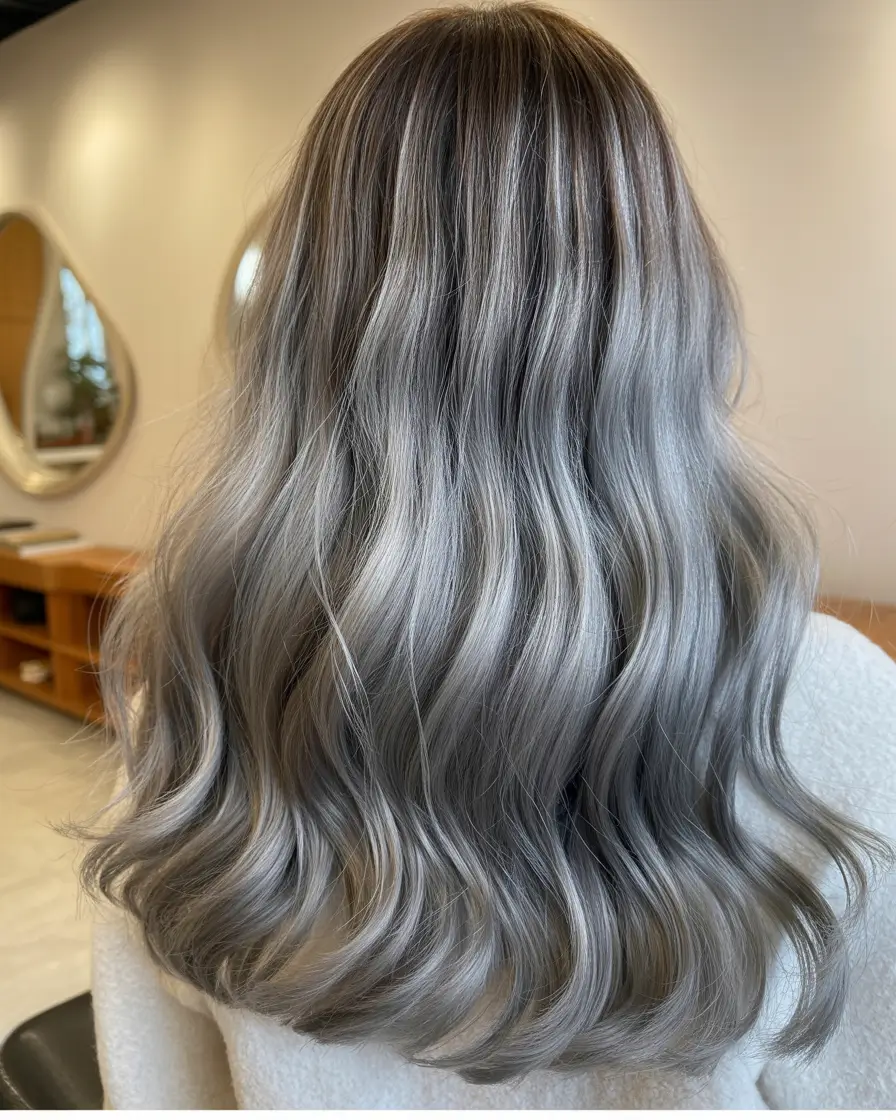 Blonde Hair Color Ideas Winter 2025-2026 Frosted Silver Waves