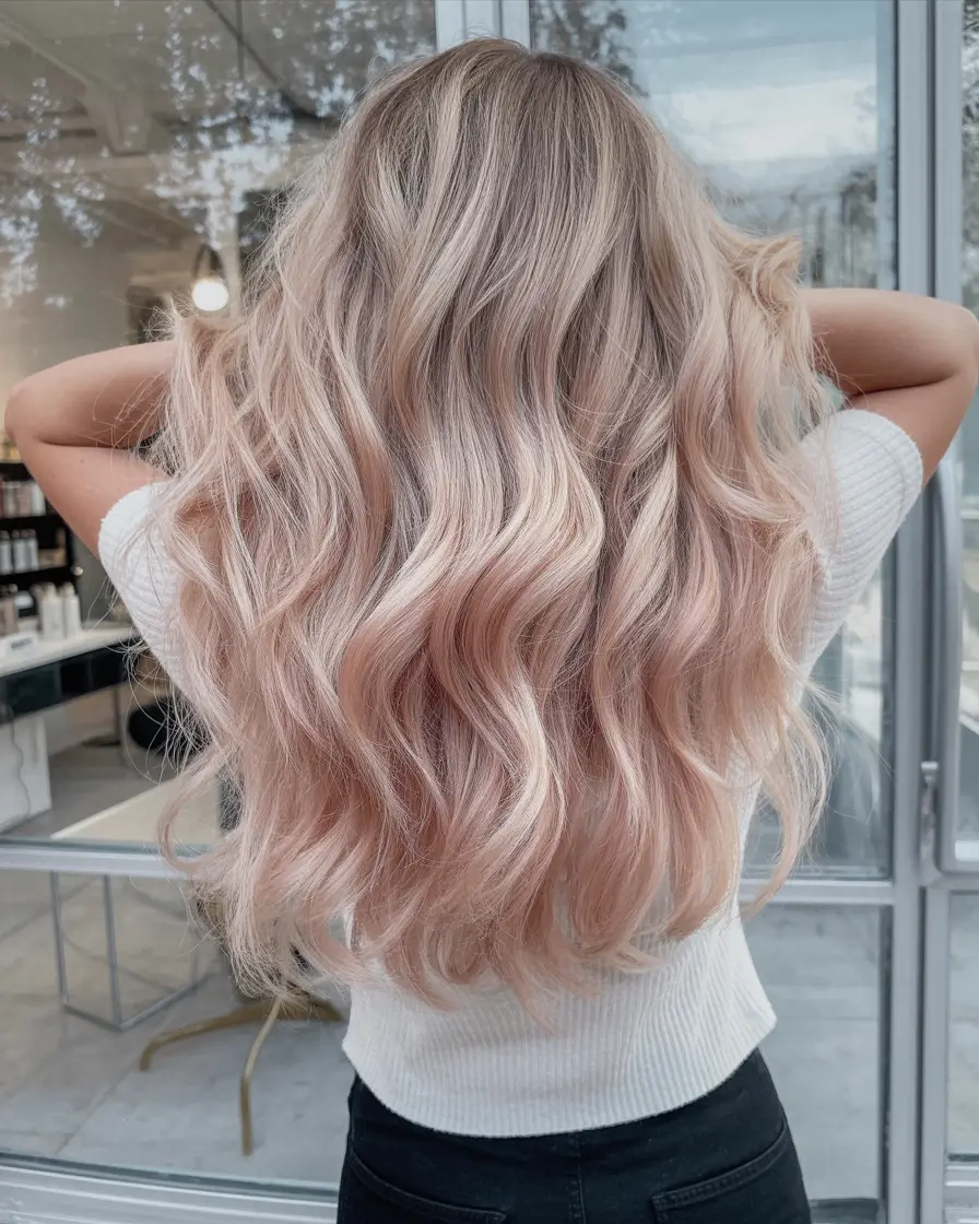 Blonde Hair Color Ideas Winter 2025-2026 Rose Blonde Waves