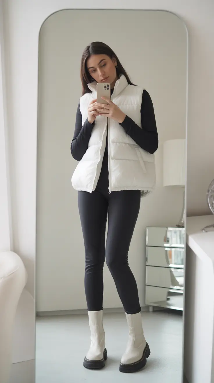 early winter outfits Minimalist Contrast Layers