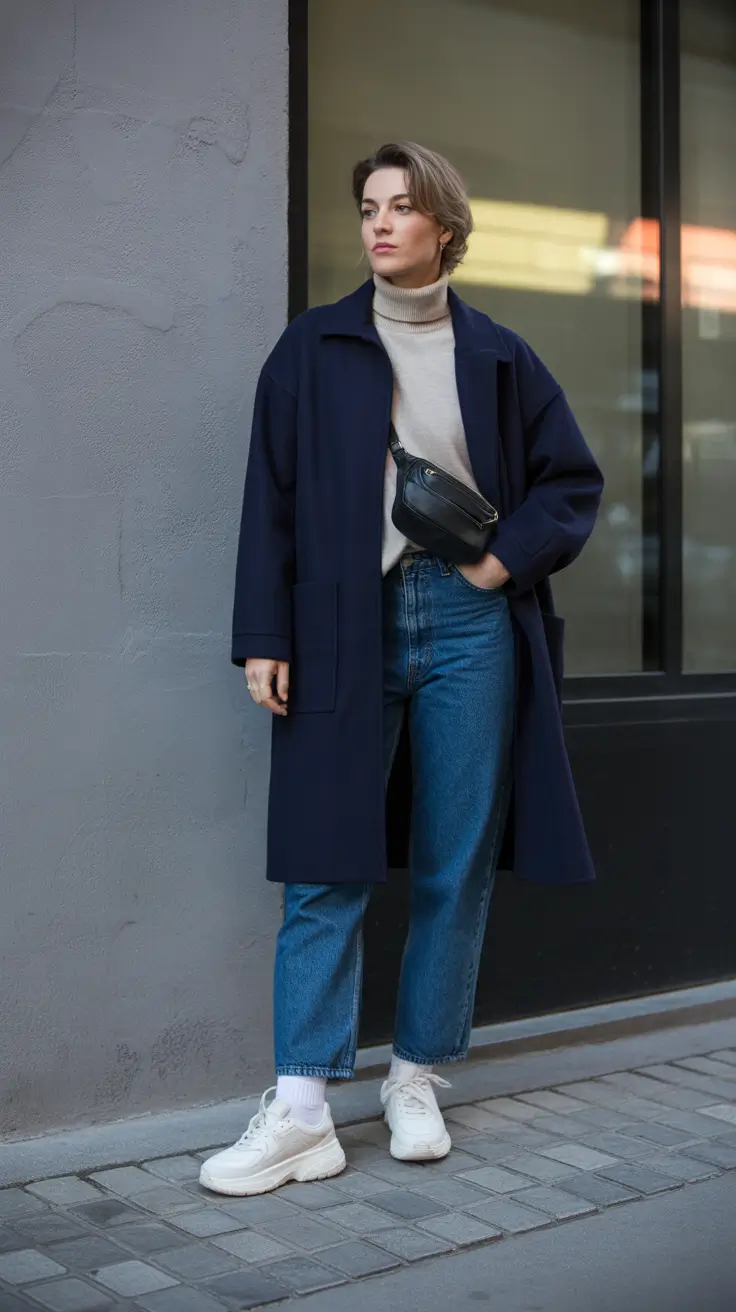 early winter outfits Navy Chic with a Twist
