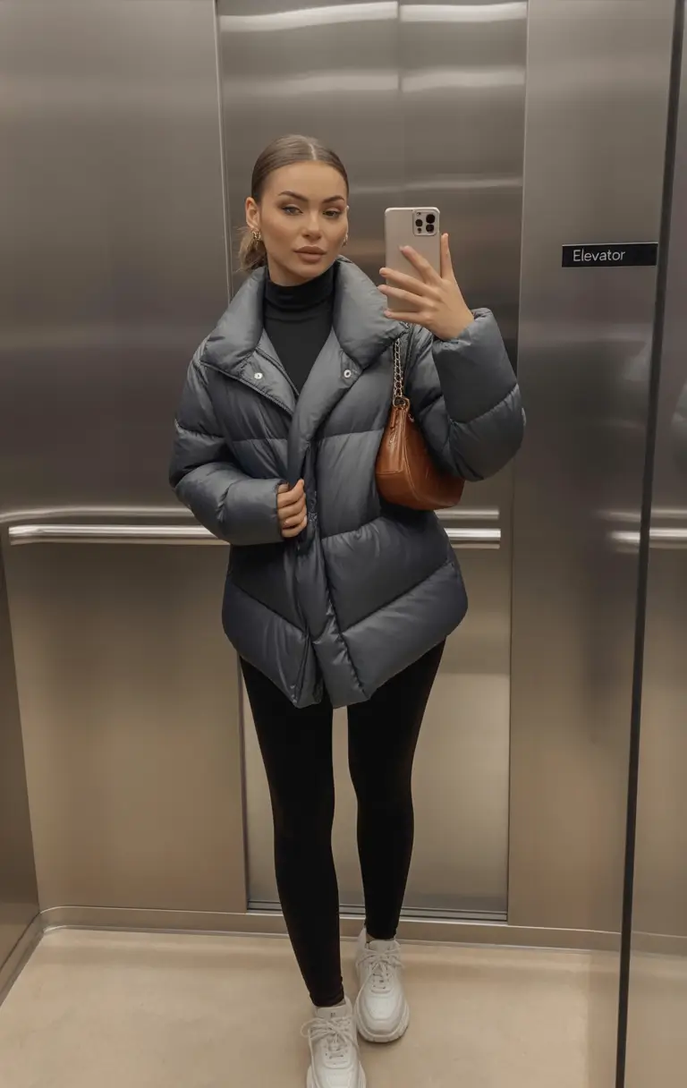 early winter outfits Sporty Puff with Sleek Lines