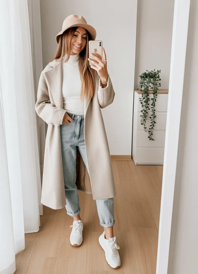 early winter outfits Soft Neutrals with a Twist