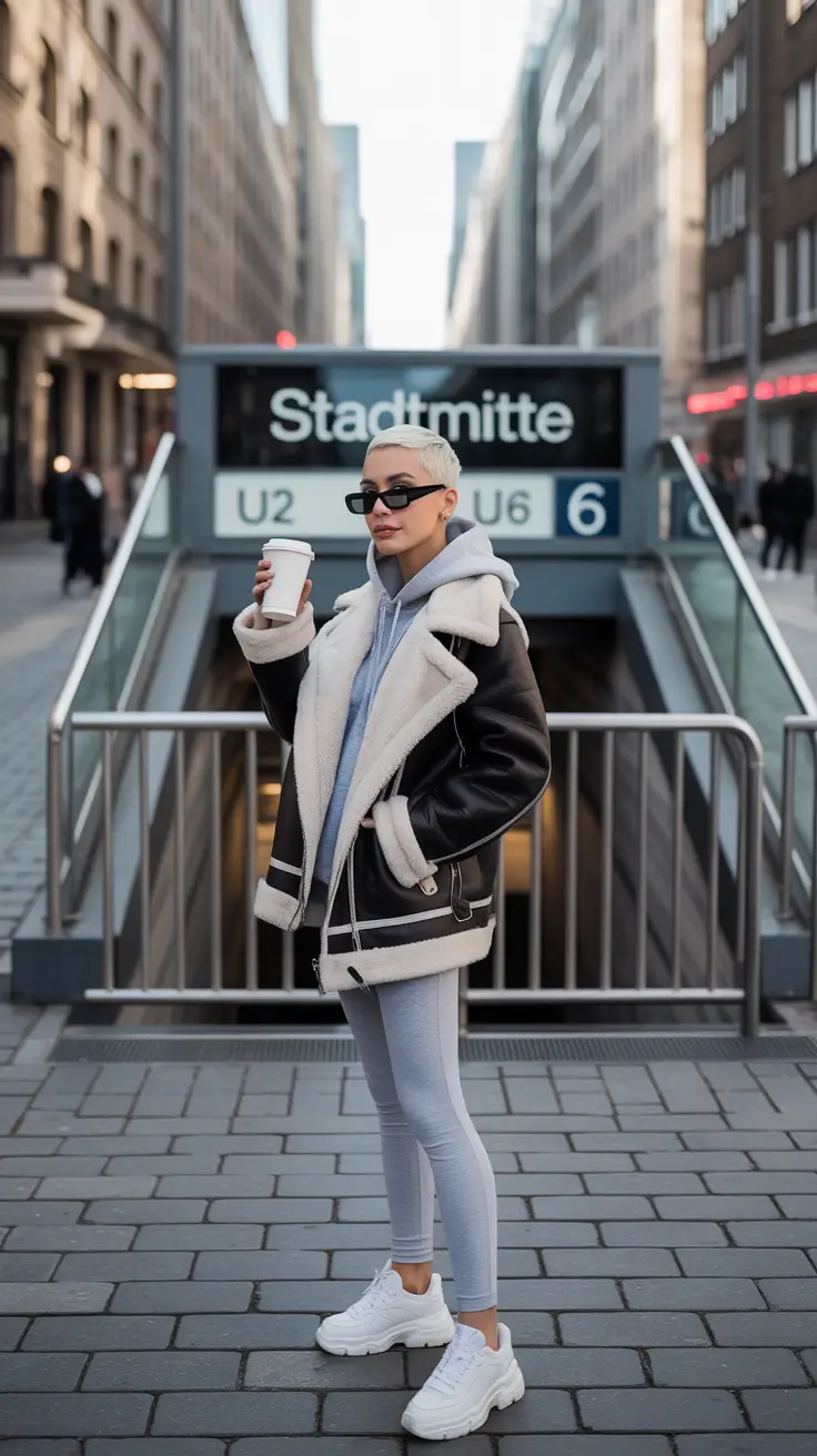 early winter outfits Sport-Luxe with Shearling Contrast
