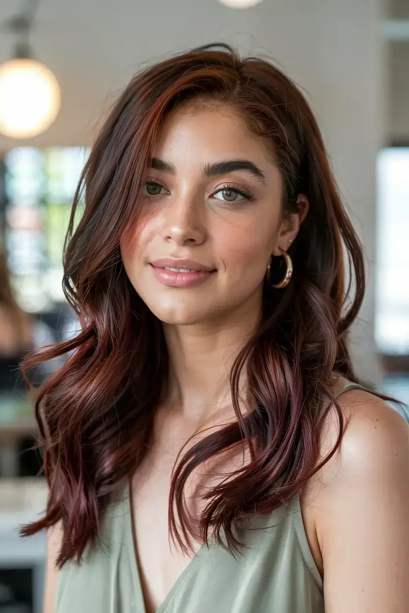 fall and winter hair colors 2025 Glossy Mahogany Red