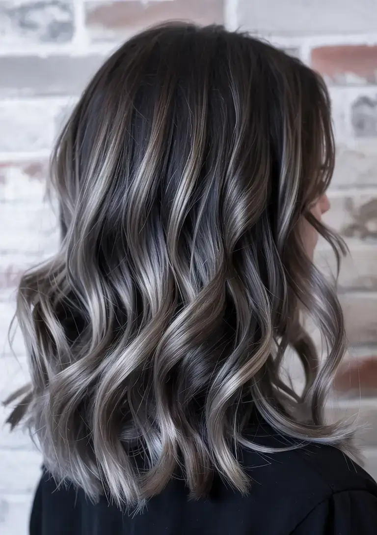 fall and winter hair colors 2025 Charcoal Ash Waves