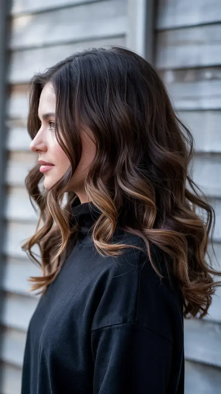 fall and winter hair colors 2025 Cinnamon Brunette Waves