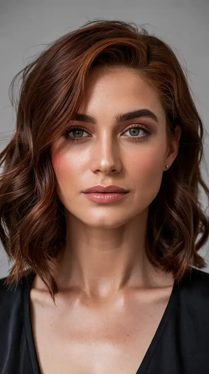 fall and winter hair colors 2025 Chestnut Gloss Lob