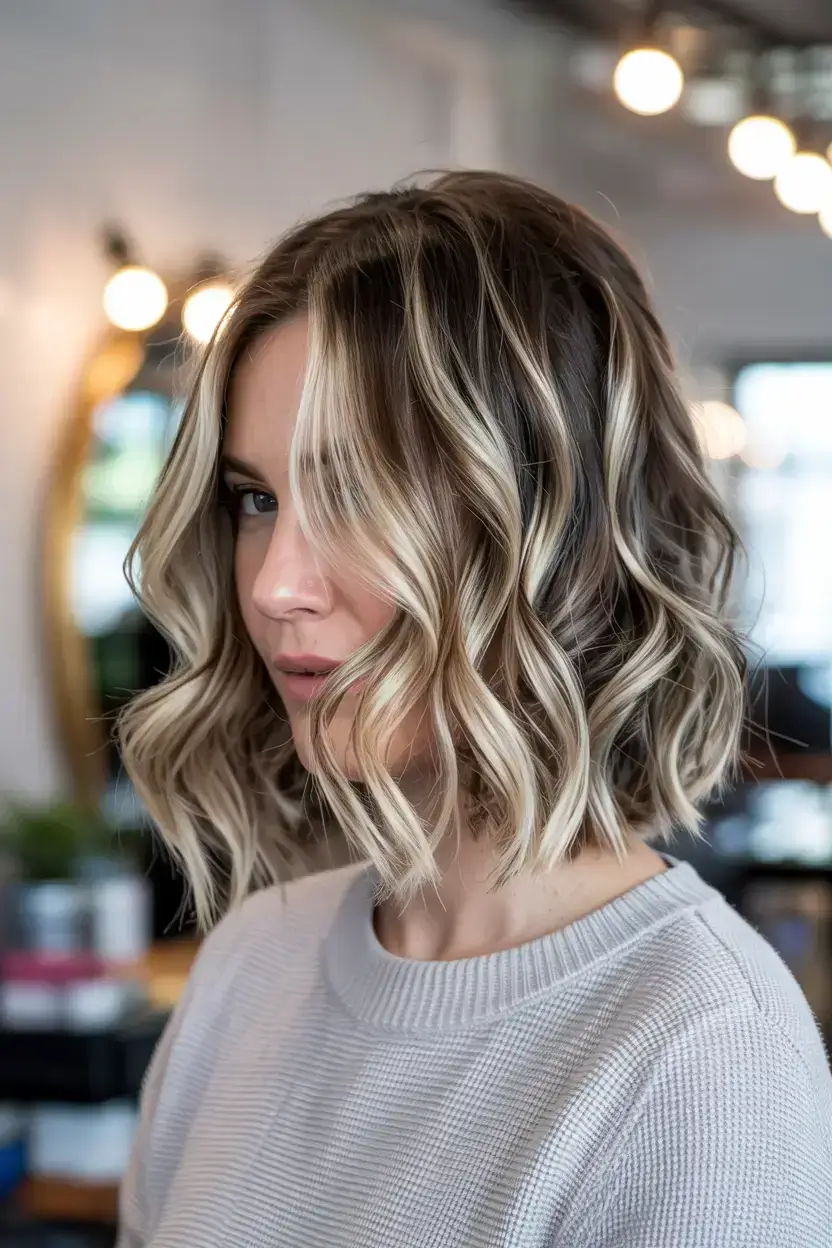 fall and winter hair color ideas Textured Blonde Shaggy Bob