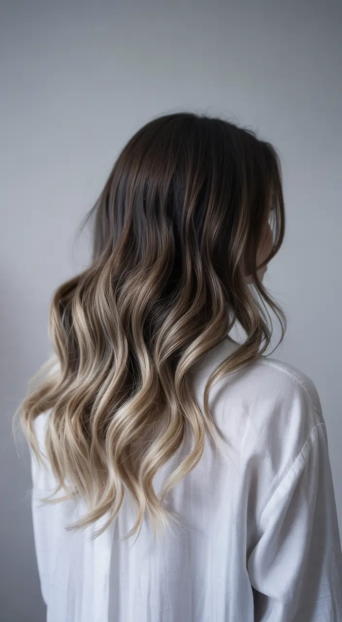 fall haircuts 2025 long Balayage Waves with Root Depth