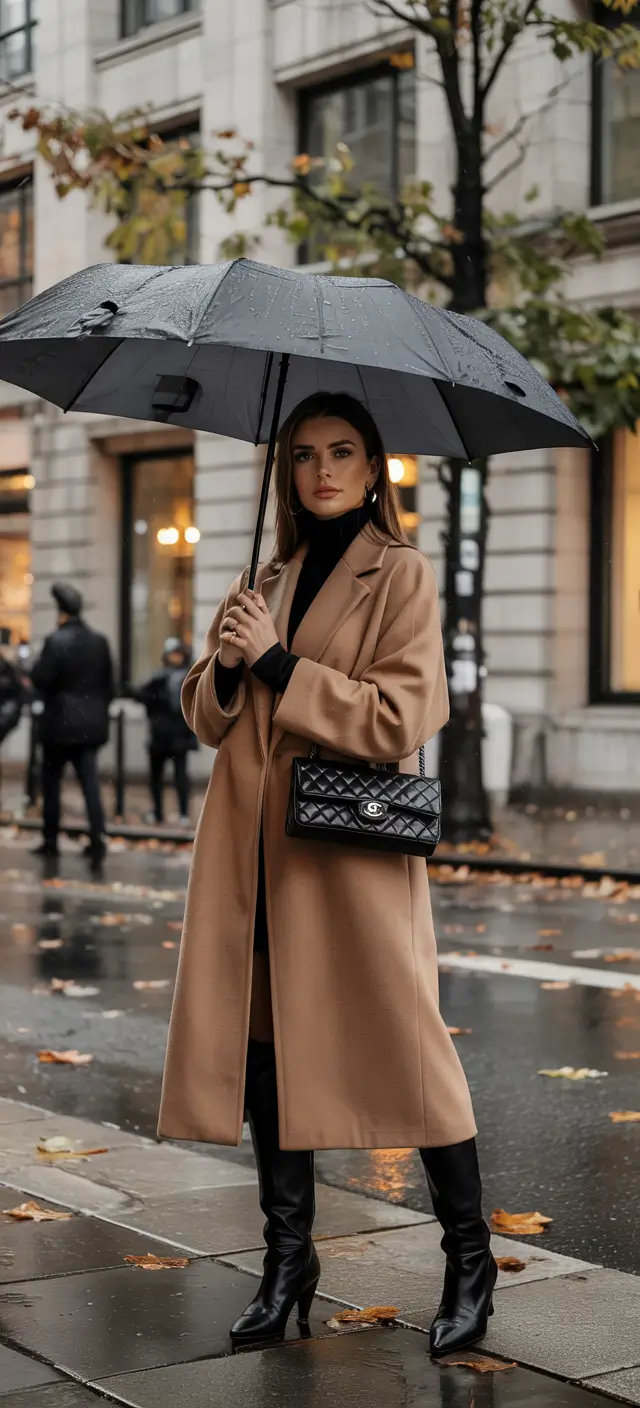 fall winter outfits Effortless Elegance in Camel and Black