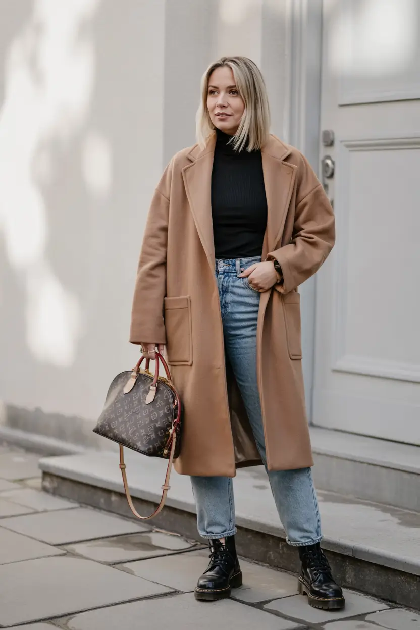 fall winter outfits 2025 Camel Coat Classic
