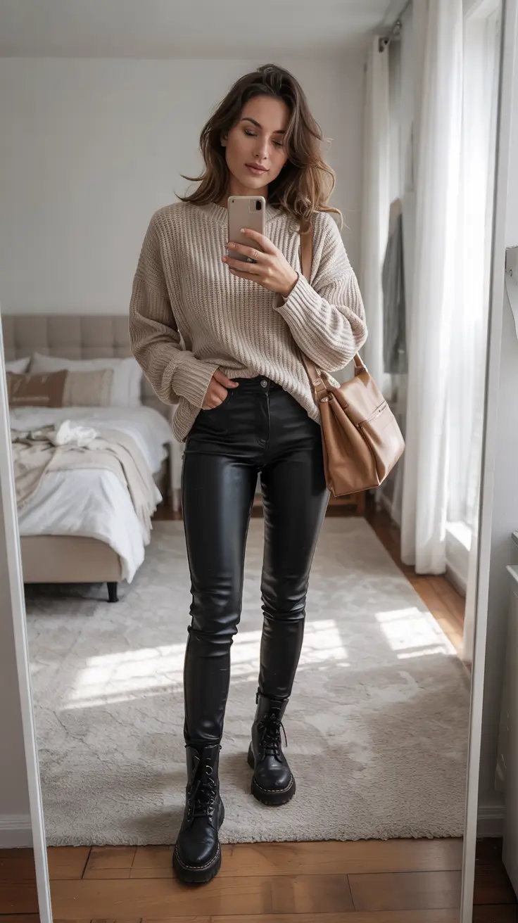 fall winter outfits Neutrals and Leather--The Balanced Uniform
