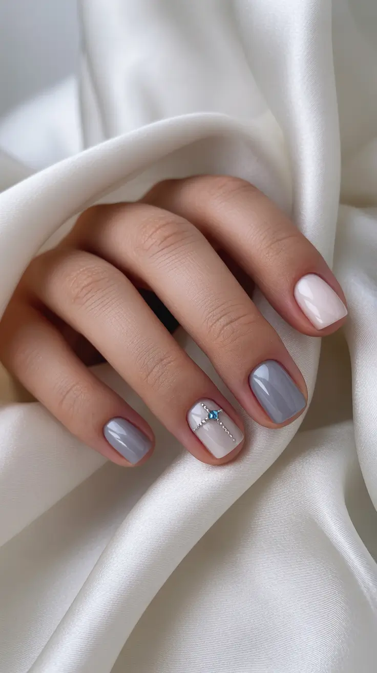 fall winter nails 2025 Frosted Gray Charm