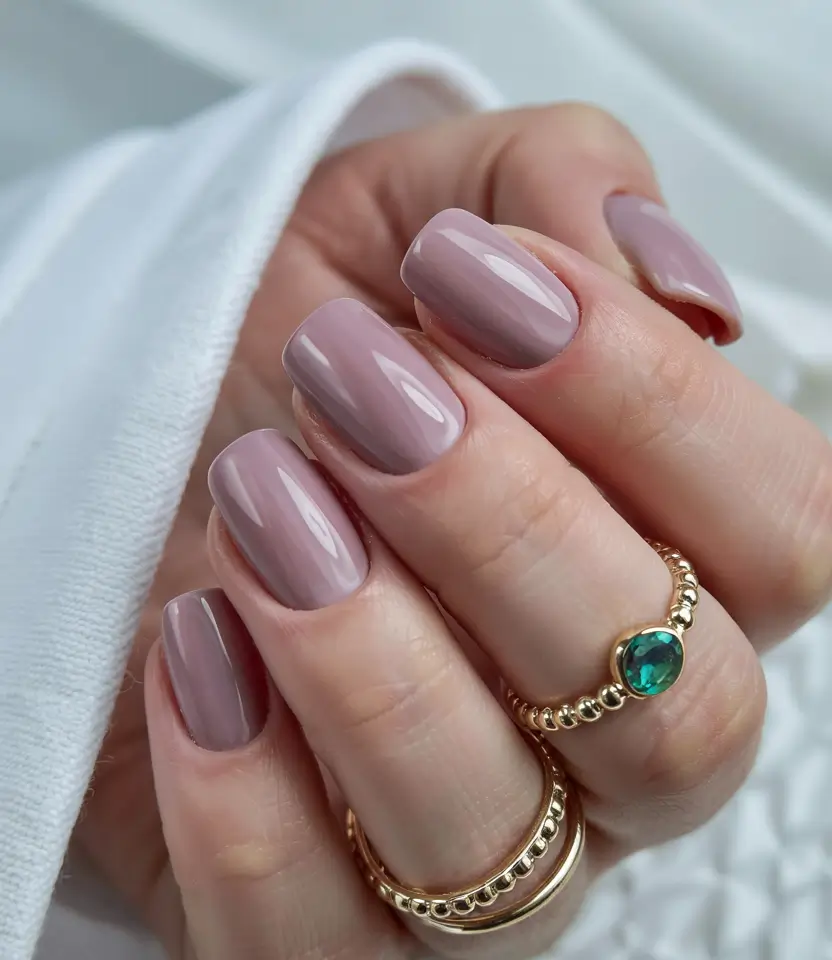 fall winter nails 2025/2026 Classic Nude with a Glossy Edge