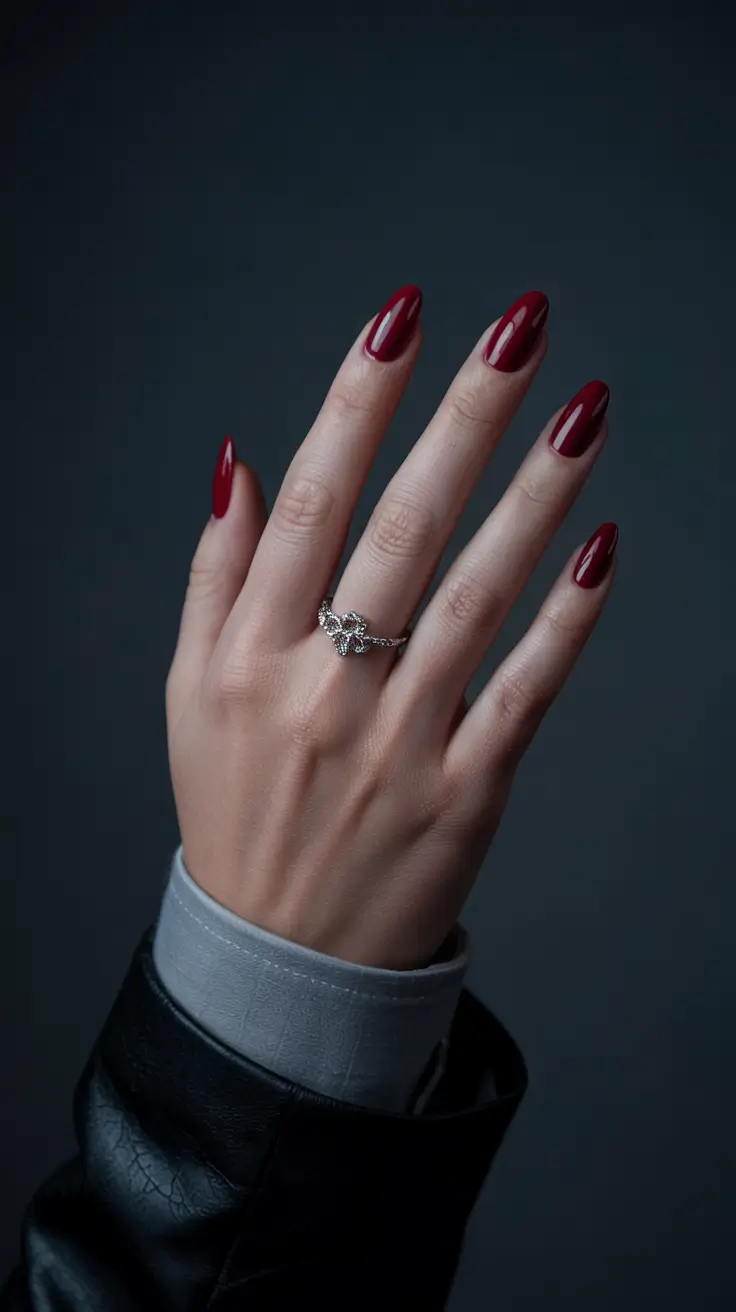 fall winter nails 2025/2026 Classic Crimson Power