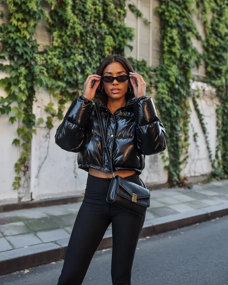 winter outfits blackgirl baddie Glossy Black Energy