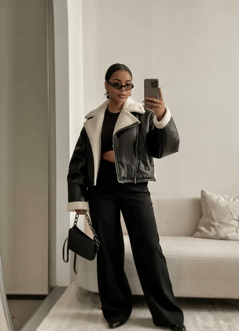 winter outfits blackgirl Black-and-White Baddie Minimalism