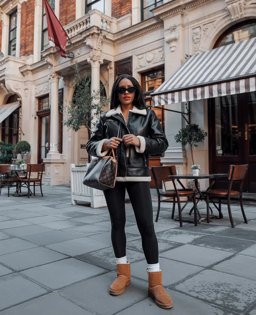 winter outfits blackgirl casual Cozy Shearling with Uggs