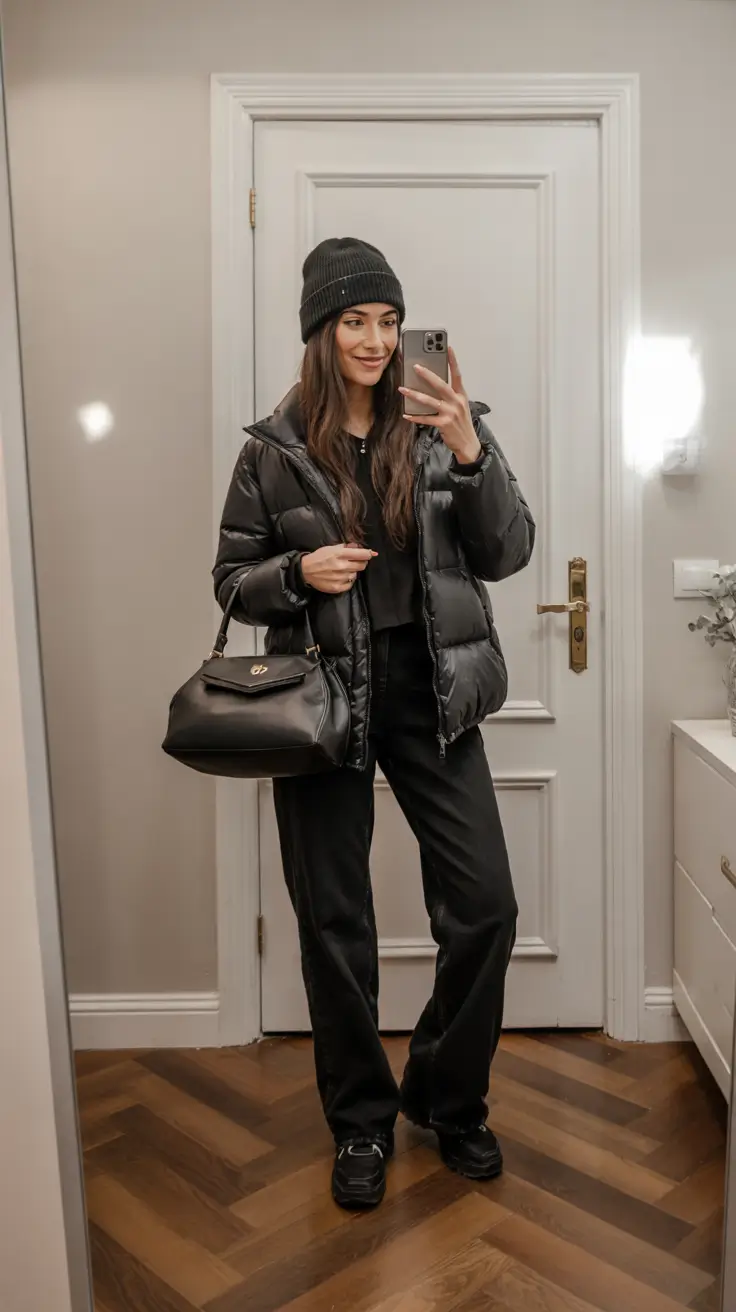 winter-outfits-chic-black-puffer