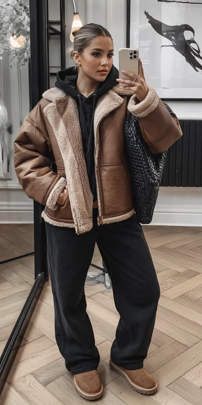 winter-outfits-casual-shearling-lounge