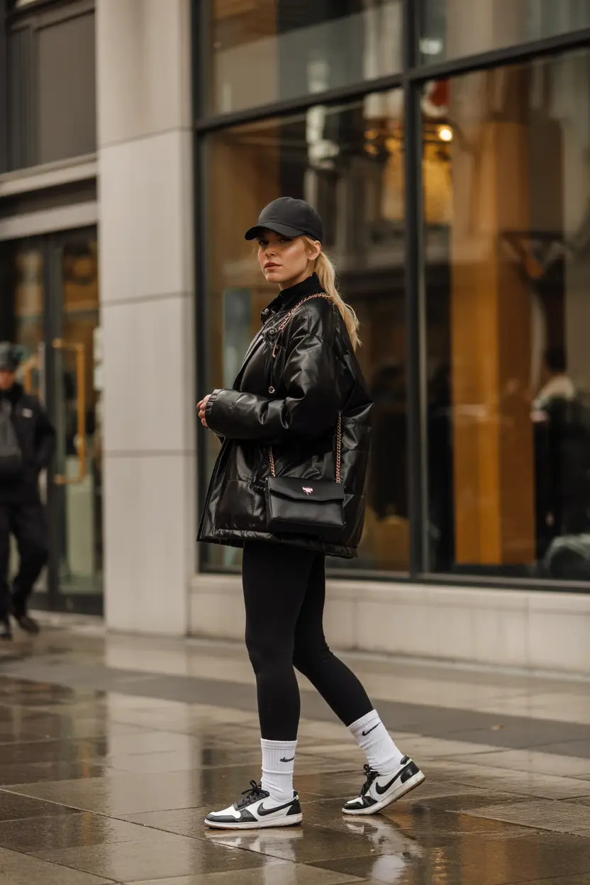 puffer jacket outfit All-Black Street Cool