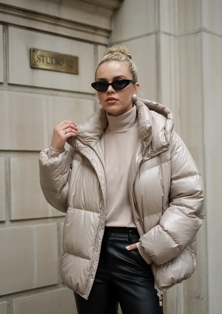 puffer jacket outfit Minimal Luxe in Beige Layers