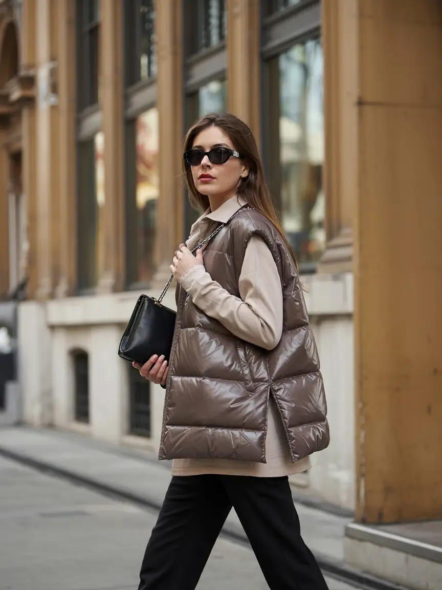 puffer jacket outfit Chic Sleeveless Twist