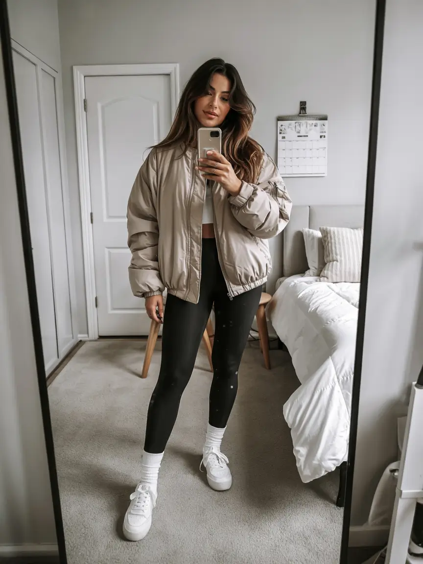 puffer jacket outfit Effortless Beige Basics