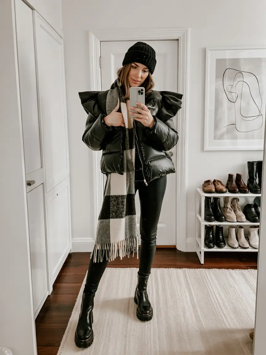 winter fashion outfits dressy classy Bold Black Puffer Statement