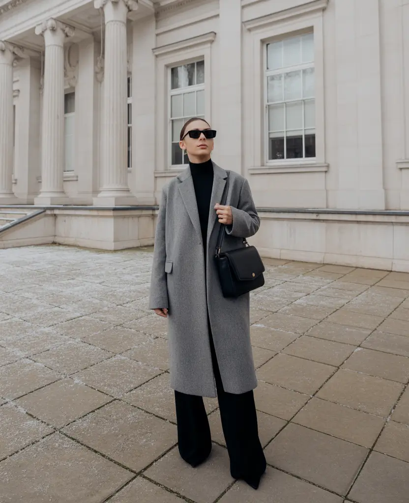 winter fashion outfits classy Timeless Gray Coat with Black Accents