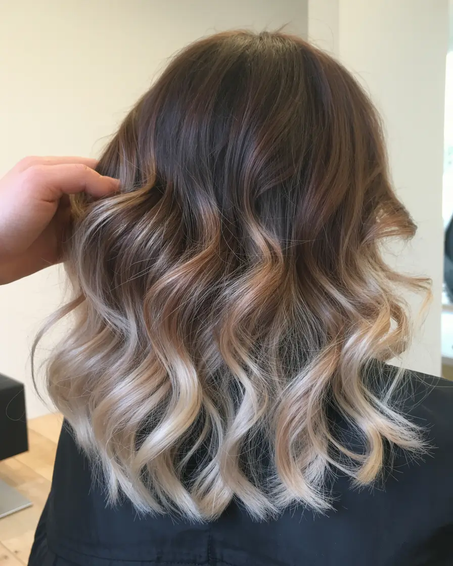 winter hair colors 2025 2026 for brunettes Soft Waves with Balayage Blonde Fade