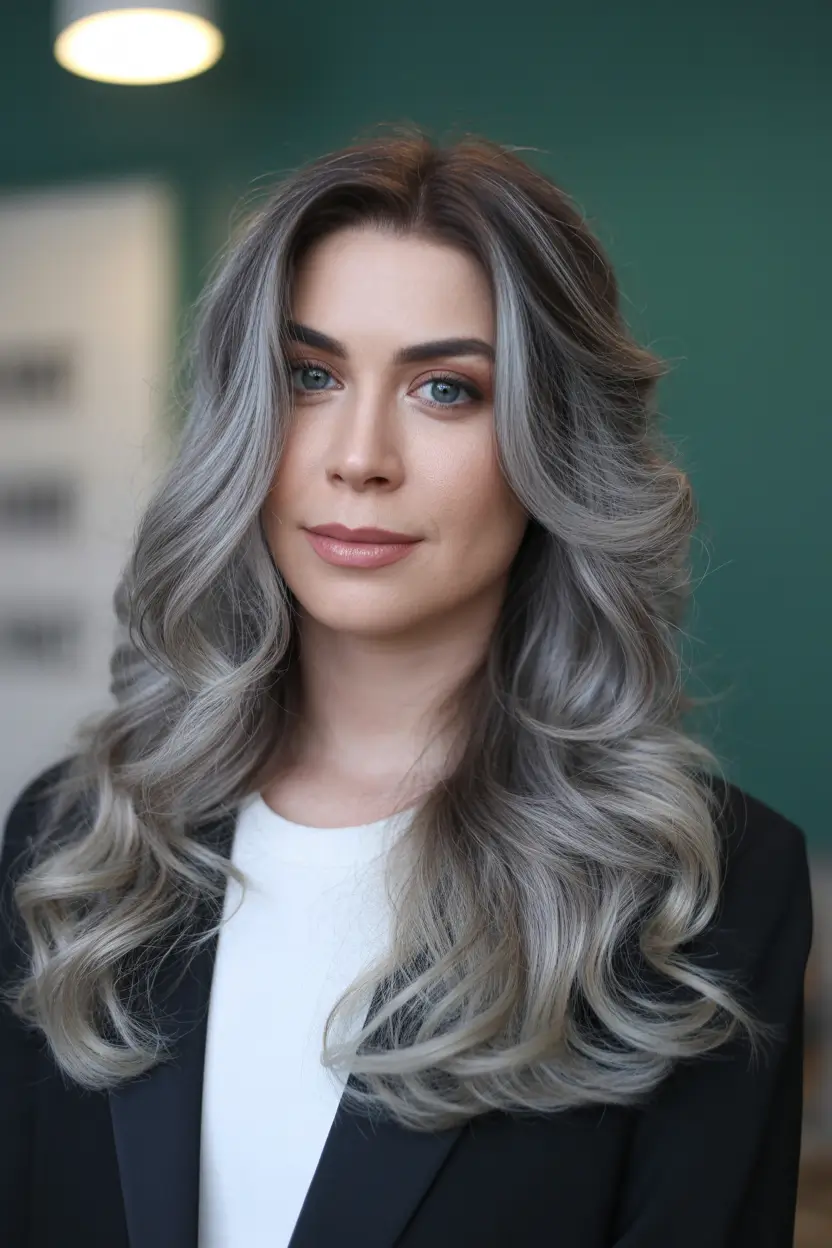 winter hair colors for brunettes 2025 Silver Brunette Blend