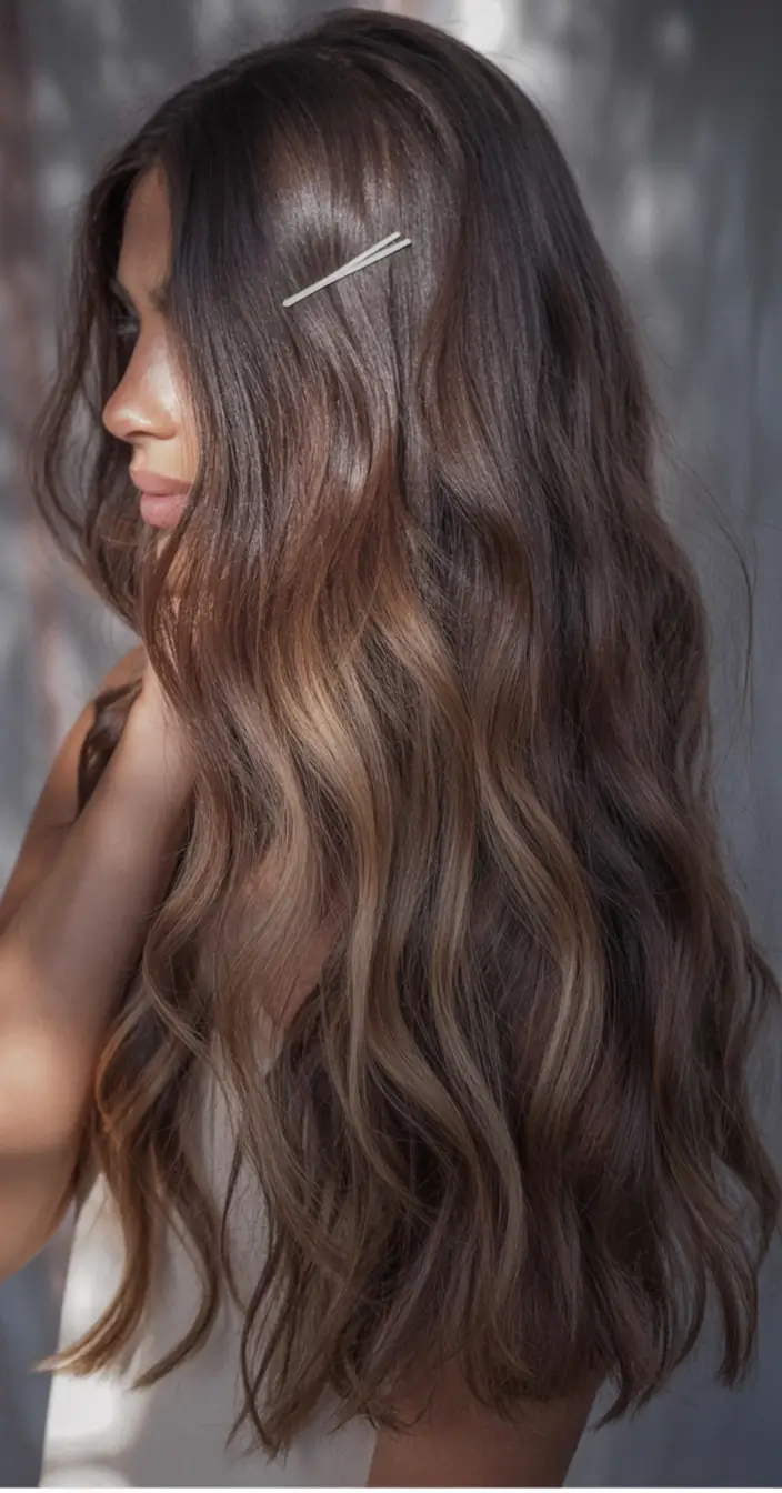 winter hair colors for brunettes 2025 Warm Golden Balayage