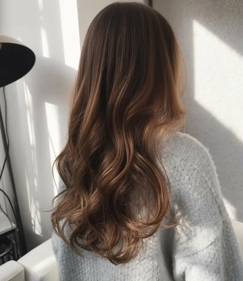 winter hair colors for brunettes 2025 Soft Brunette with Caramel Glow