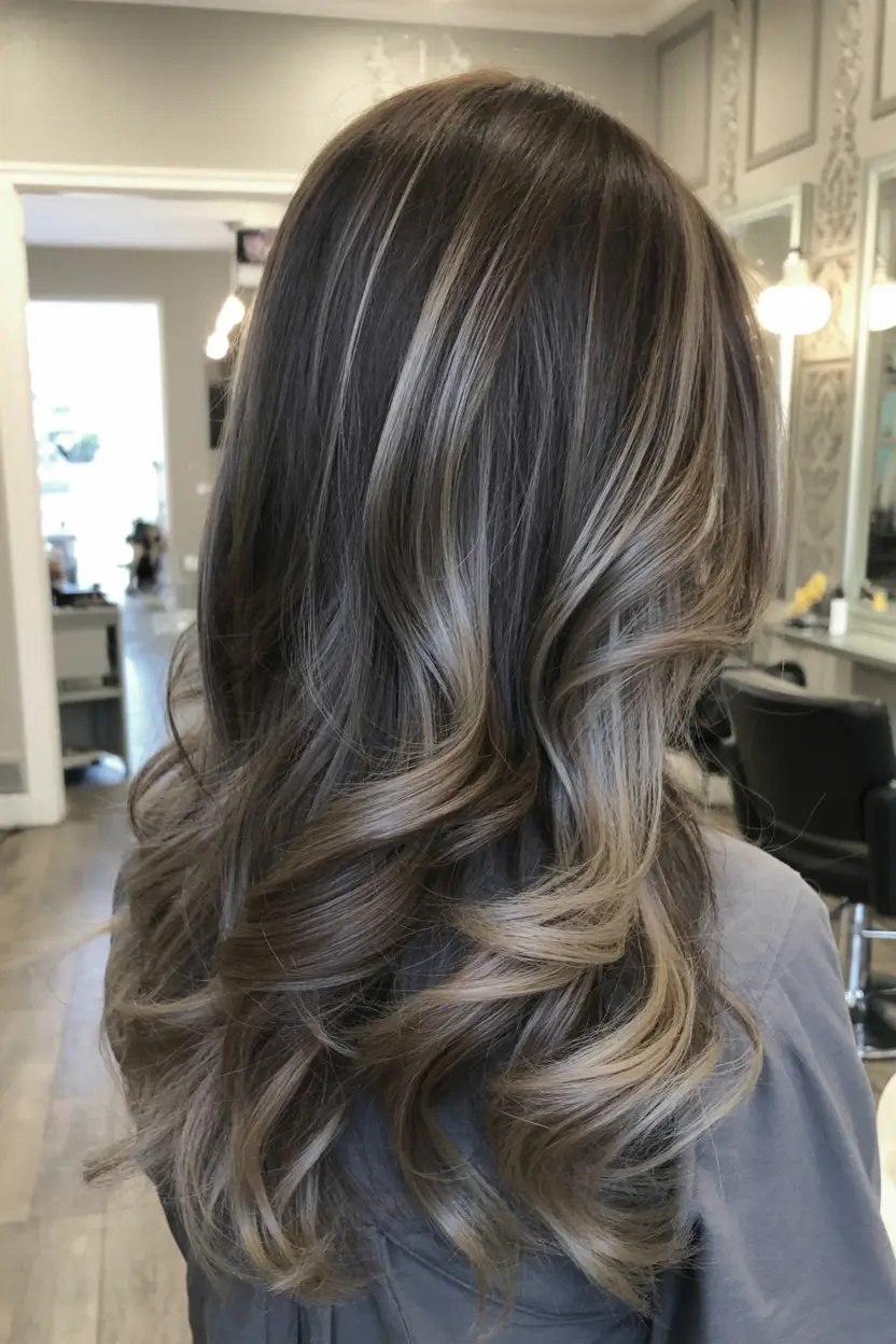 winter hair colors for brunettes 2025 Cool Brunette with Ash Blonde Highlights