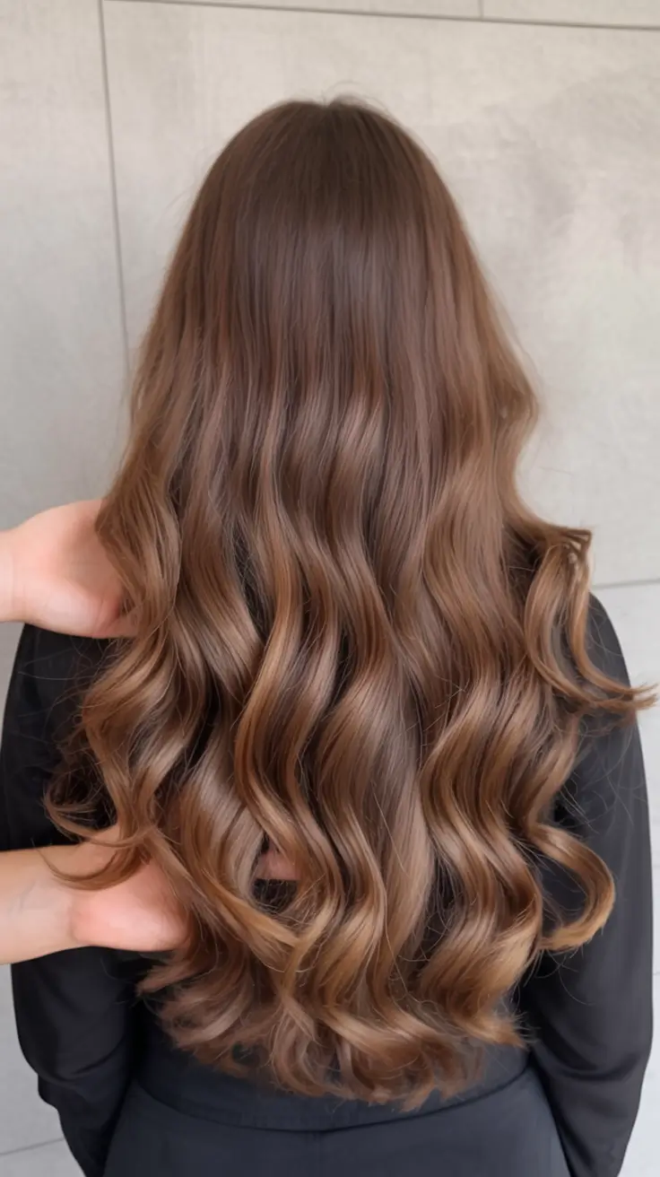 winter hair colors for brunettes 2025 Chestnut Waves with Red Undertones
