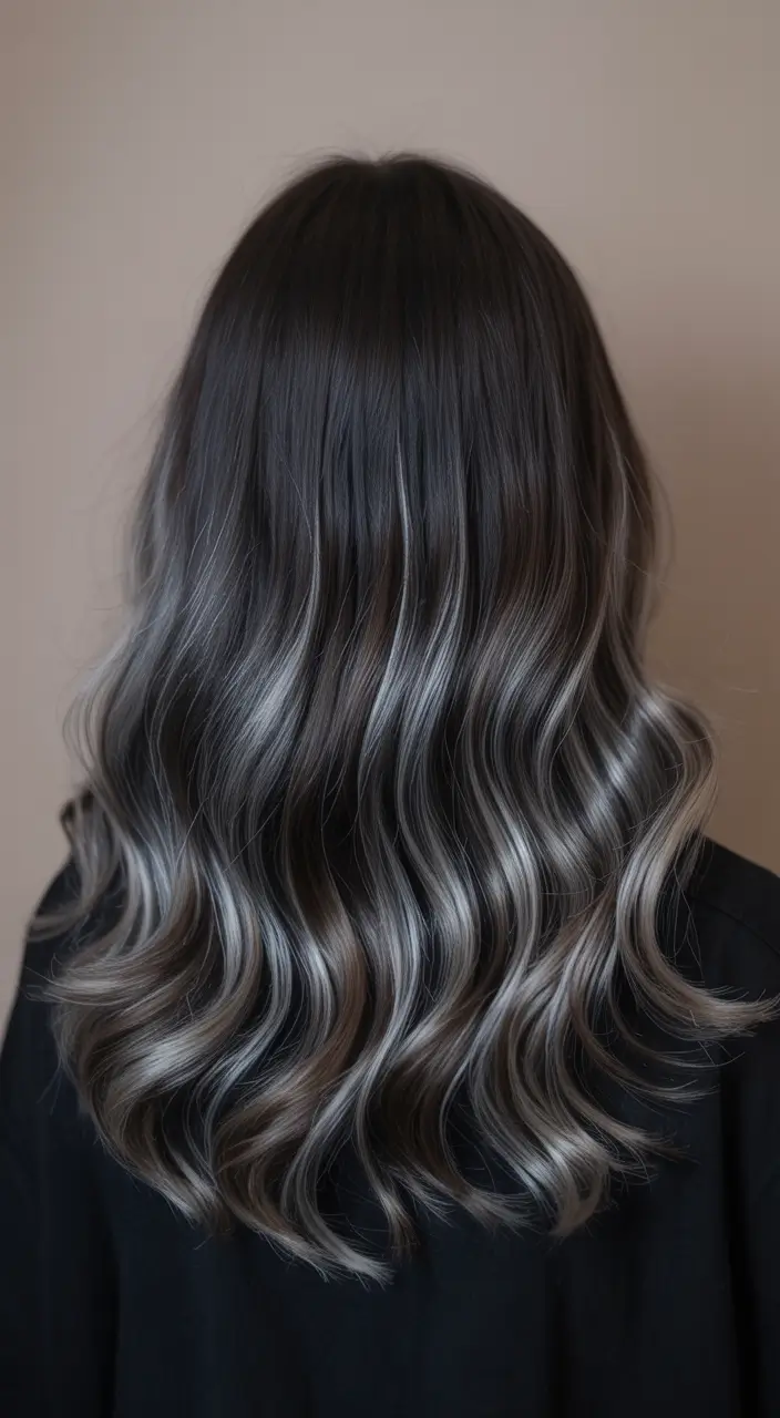 winter hair colors 2025 Silver Smoke Ombre