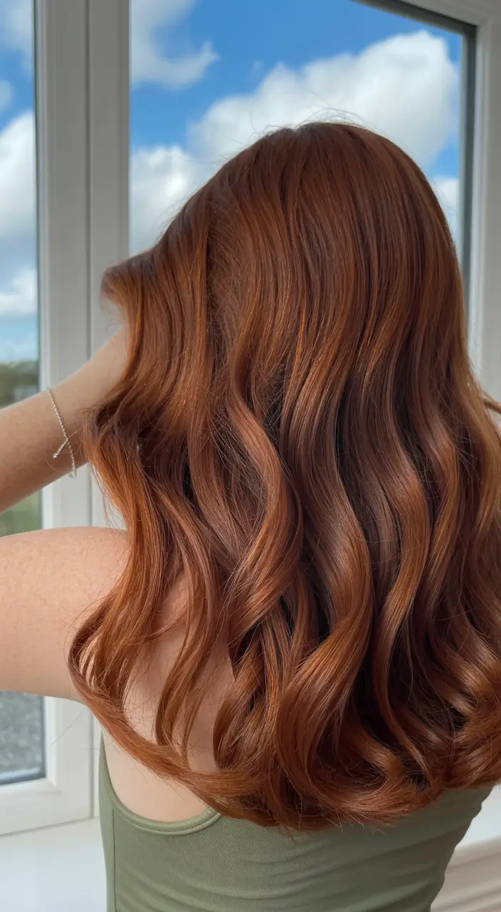 winter hair colors 2025 Warm Auburn Glow