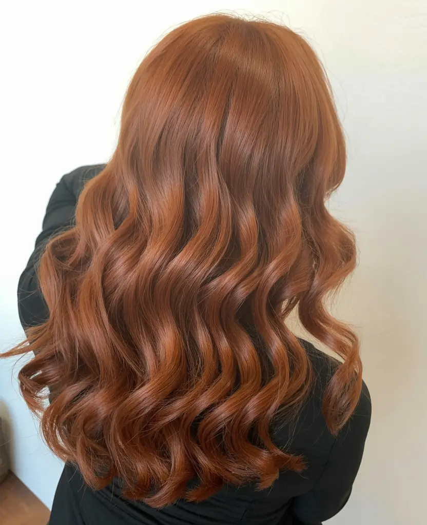 winter hair colors 2025 Spiced Copper Waves