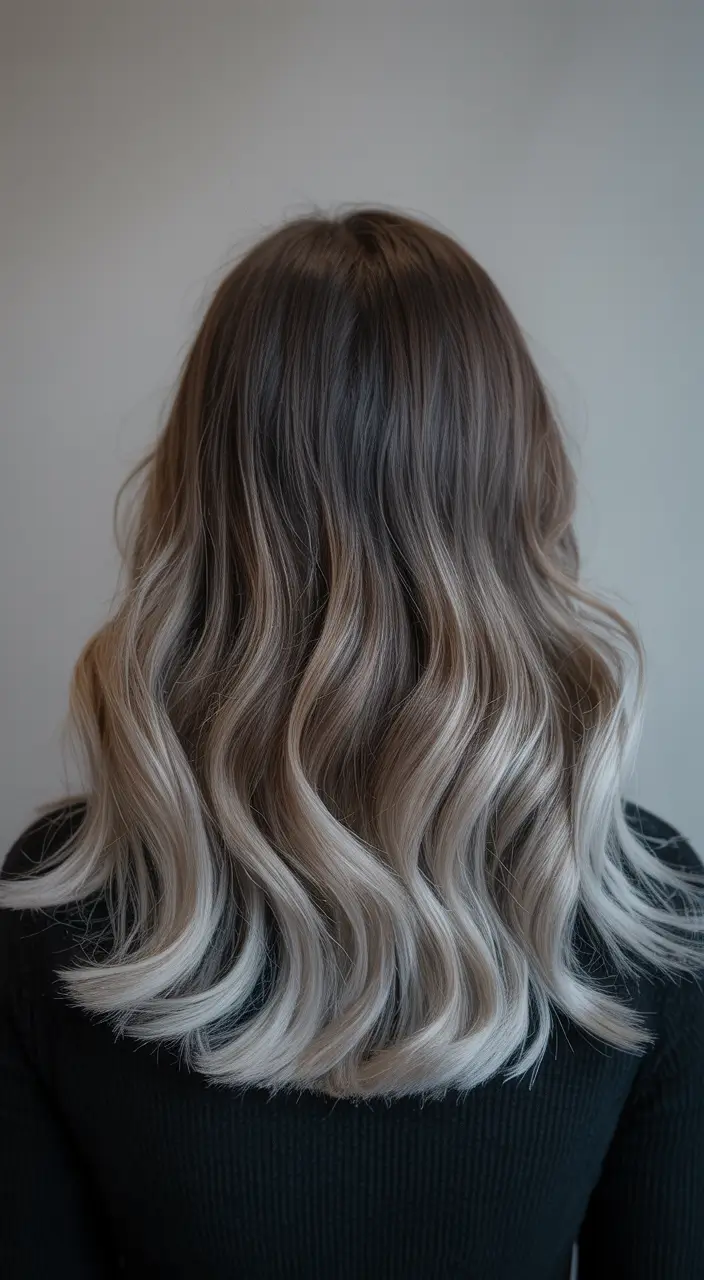 winter hair colors 2025 Frosted Ash Balayage