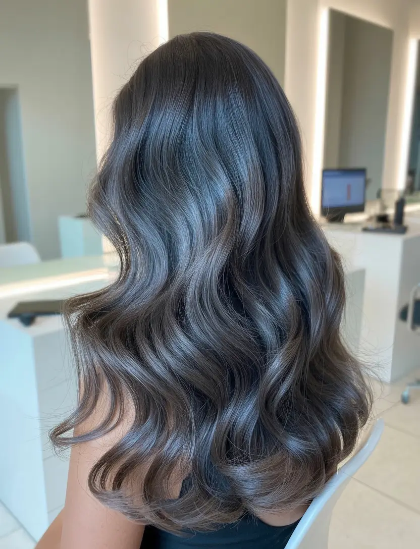 winter hair colors 2025 Midnight Steel