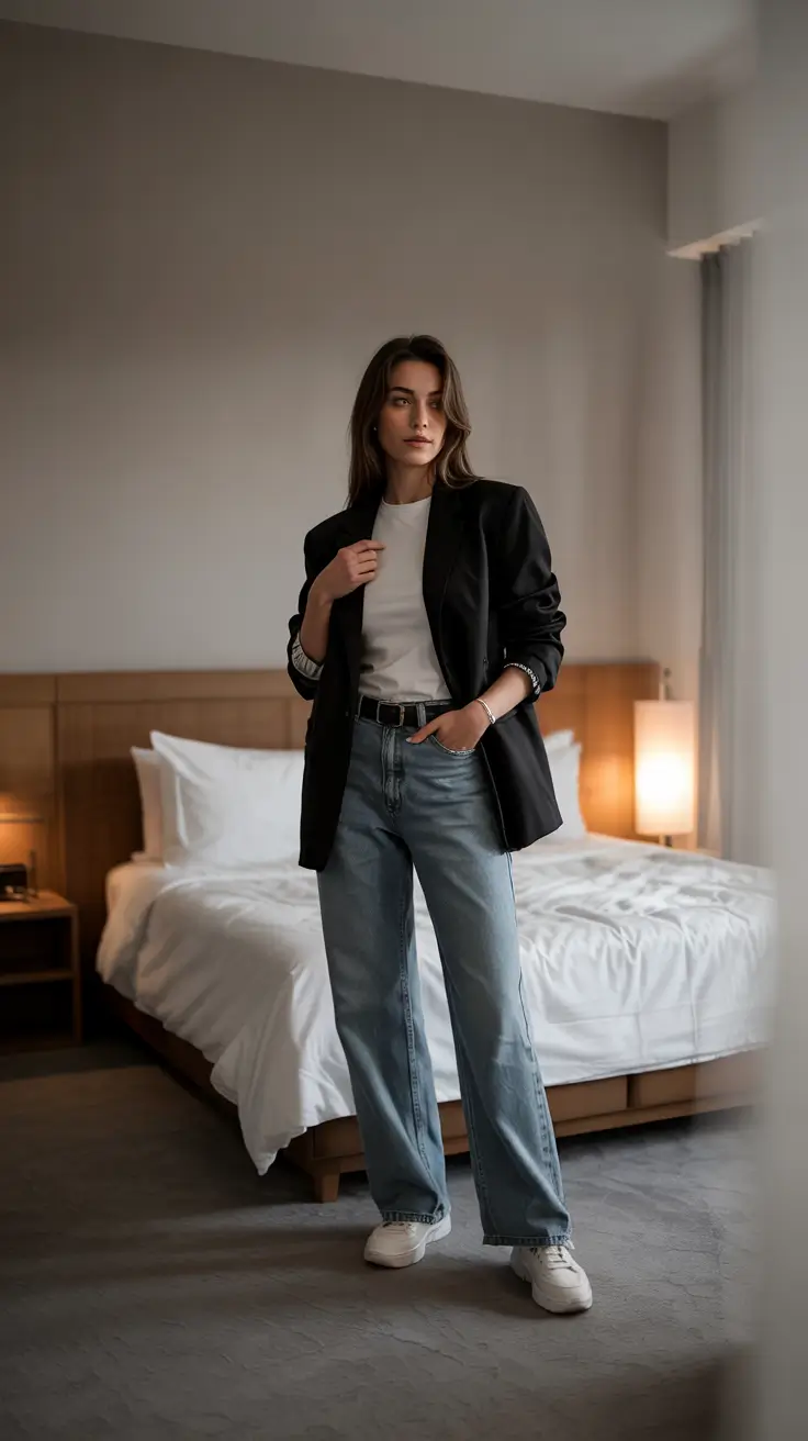 winter office outfits women Effortless Blazer with Denim