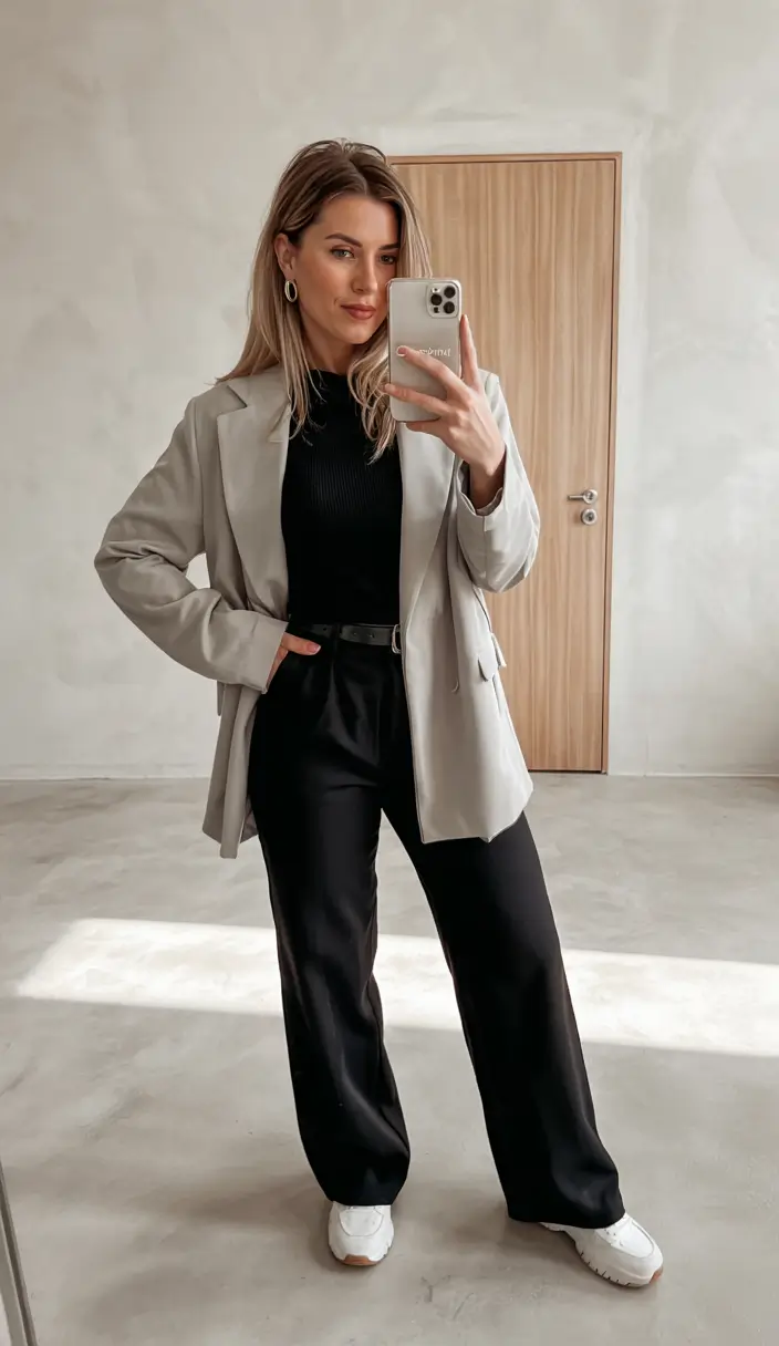 winter office outfits women Grey Layers and Easy Confidence