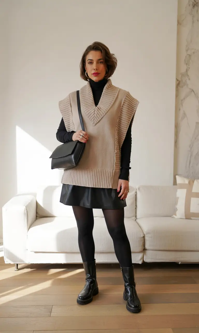 winter office outfits women Sleeveless Knits with Edge