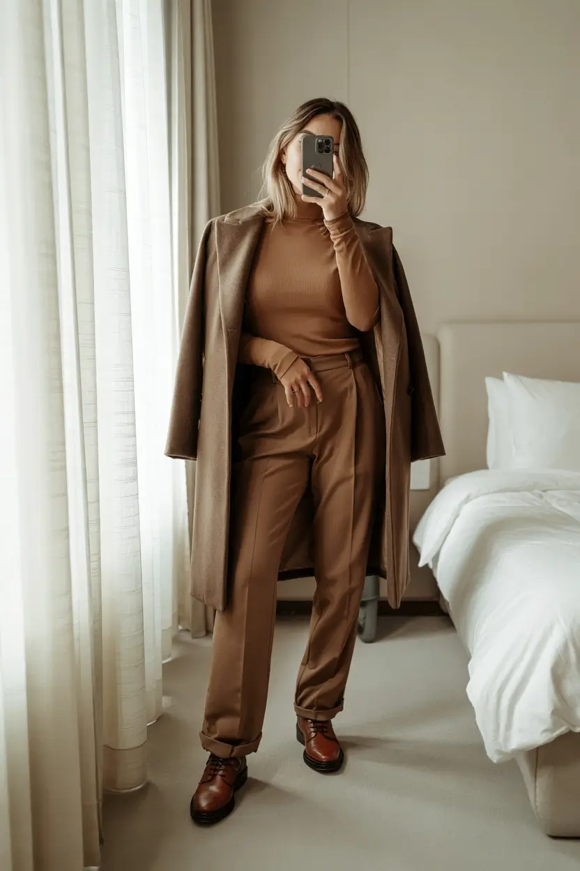 winter office outfits women Rich Camel Power Suiting