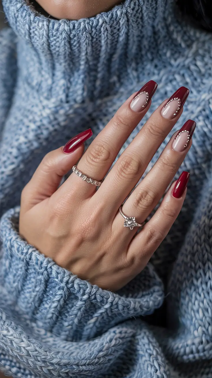 winter acrylic nails red modern elegance