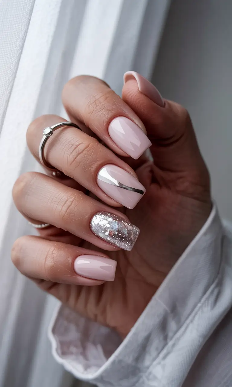 winter-acrylic-nails-simple-Frosted-Minimalism